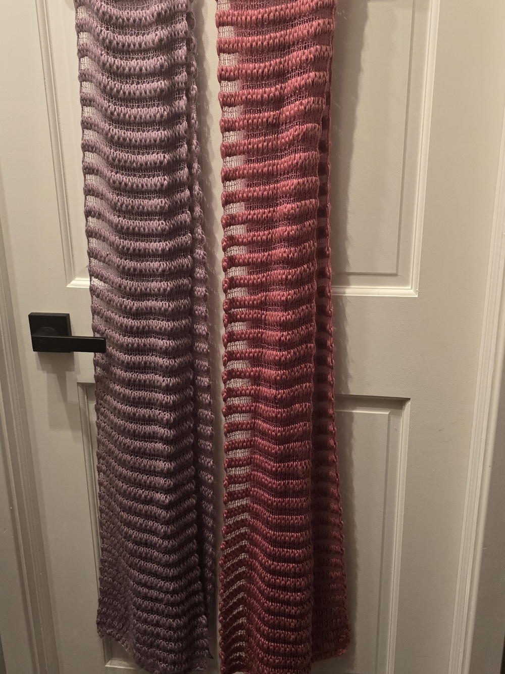 Long Knit Scarf Duo in Lavender and Rose 89" Long